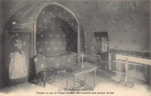 Frankreich Jumilhac en Limousin Fileuse fila dans chambre Zimmer Vintage Postkarte