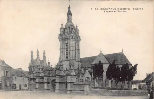Frankreich St Thegonnec Finistere L'Eglise Kirche Fassade et Veranda Vintage Postkarte
