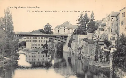 Frankreich Oloron Sainte Marie Pont de Fer sur le Gave Brücke Vintage Postkarte
