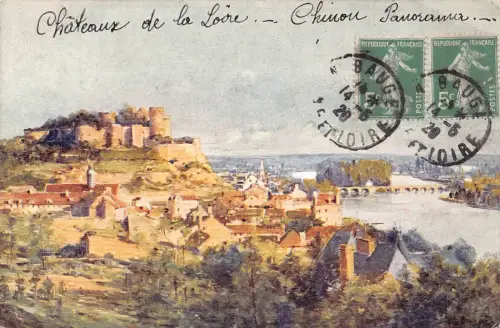Frankreich 1920 Chateau de Loire Chinon Panorama Vintage Postkarte