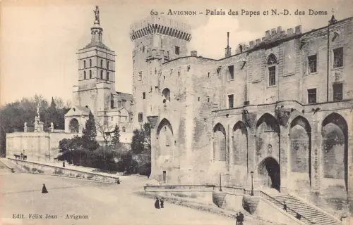 Frankreich Avignon Palais des Papes et ND des Doms Vintage Postkarte