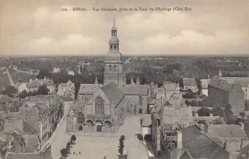 Frankreich Dinan Gesamtansicht Preis Tour de l'Horloge Uhrturm Vintage Postkarte