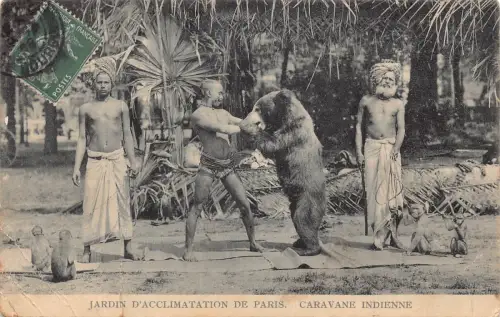 Frankreich Paris 1908 Jardin d'acclimatation Indien einheimische ethnische Vintage Postkarte
