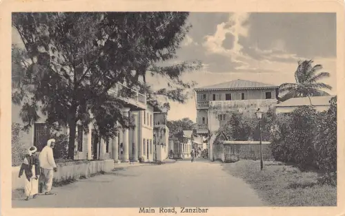 Tansania Sansibar Main Road Vintage Postkarte
