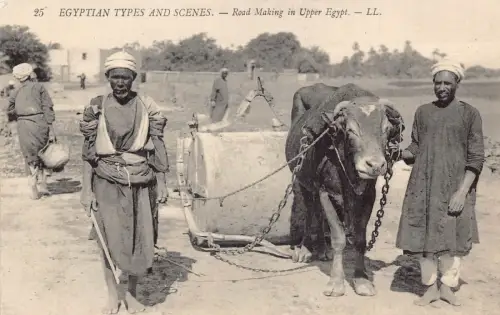 Ägypten Straßenbau in Oberägypten ethnische Vintage Postkarte