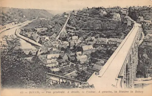 C059 Frankreich Dinan vue Generale le viaduc la Riviere la Rance Vintage Postkarte