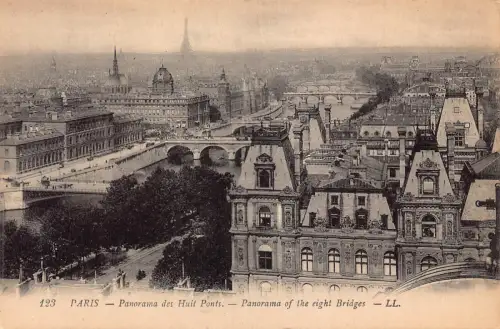 C059 Frankreich Paris Panorama der acht Brücken Vintage Postkarte