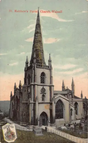A980 England 1908 St Matthew's Parish Church Walsall Vintage Postkarte