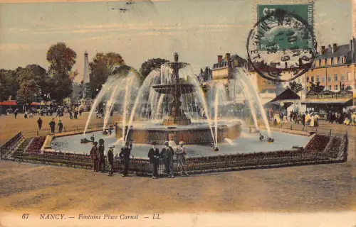 C073 Frankreich Nancy Fontaine Place Carnot 1912 Vintage Postkarte