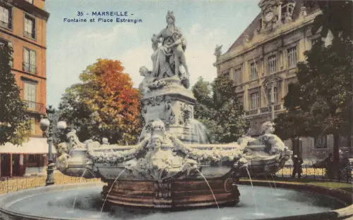 C066 Frankreich Marseille Fontaine et Plage Estrangin Vintage Postkarte