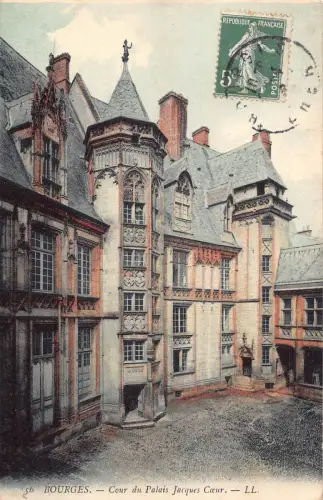 C075 Frankreich Bourges Cour du palais Jaques Coeur Vintage Postkarte