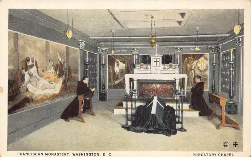 A988 US Washington DC Franziskanerkloster Fegefeuer Kapelle Vintage Postkarte