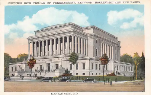 A988 US Kansas City Missouri Tempel der Freimaurerei Linwood Bd Vintage Postkarte