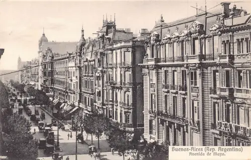 A986 Argentinien Buenos Aires Avenida de Mayo Autos Oldtimer Postkarte