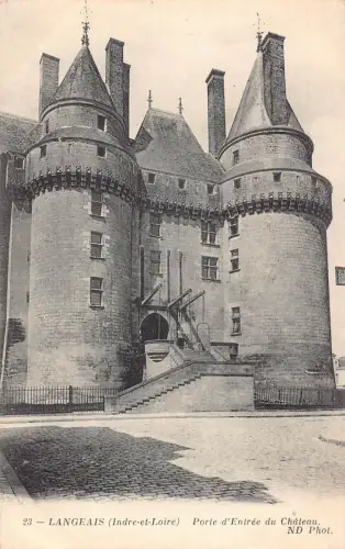 C075 Frankreich Langeais Porte d'Entree du Chateau Vintage Postkarte