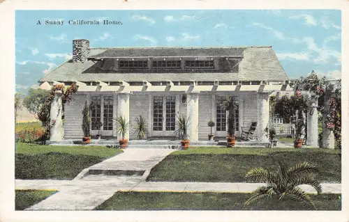 A969 US Sunny California Home Vintage Postkarte