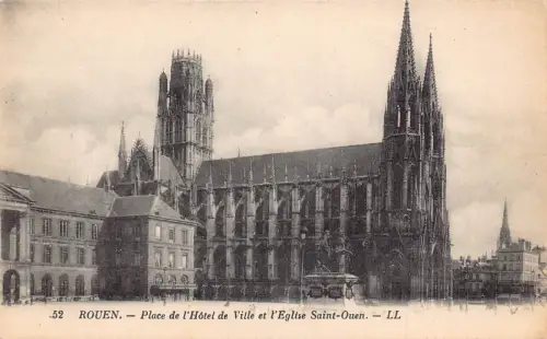 C066 Frankreich Rouen La Place de l'Hotel de Ville et l'Eglise Saint Ouen Postkarte