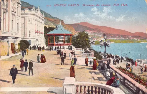 A975 Monaco 1912 Terrasses du Casino Bandstand Vintage Postkarte