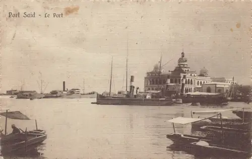 A975 Ägypten Port Said Le Port Dampfschiffe Vintage Postkarten