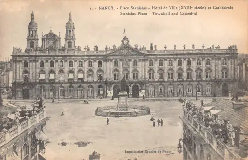 C069 Frankreich Nancy Stanislas Palce Rathaus und Kathedrale Vintage Postkarte
