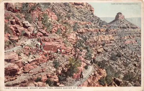 A968 US 1911 Zig Zag Brht Angel Trail Grand Canyon of Arizona Vintage Postkarte