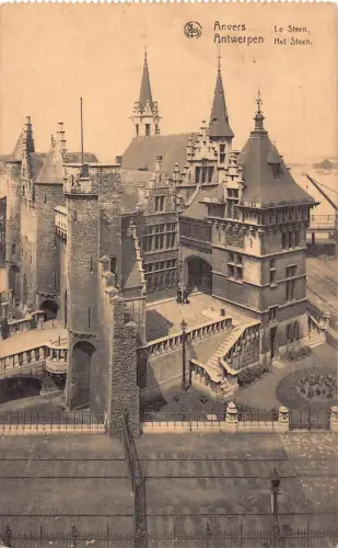 C055 Belgien Anvers Le Steen 1927 alte Postkarte