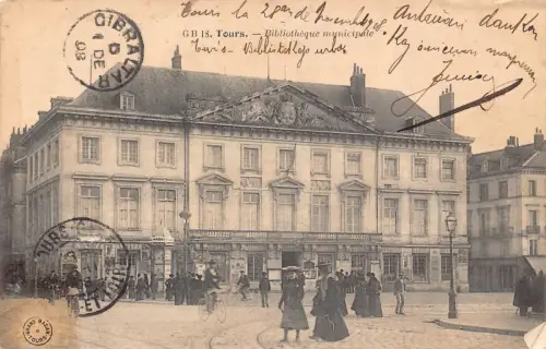 C049 France Tours Bibliotheque Municipale 1908 alte Postkarte