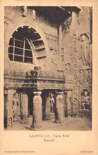 A954 Indien Ajanta Höhle XIX Fassade Vintage Postkarte