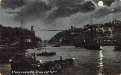 A953 England 1907 Clifton Hängebrücke und Fähre Mondschein Vintage Postkarte