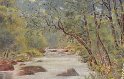A952 England Fluss Landschaft Wald Kunst Vintage Postkarte