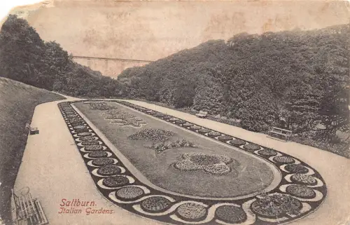 A982 England Saltburn Italian Gardens Vintage Postkarte