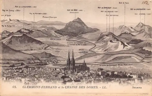 C073 Frankreich Clermont Ferrand et la Chaine des Domes Vintage Postkarte