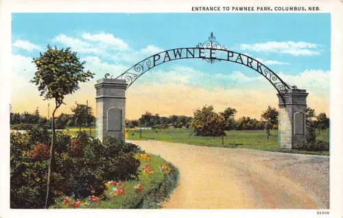 A971 US Eingang zum Pawnee Park Columbus Nebraska Postkarte