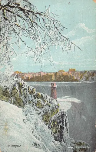 A973 Kanada 1907 Niagarafälle im Winter Vintage Postkarte