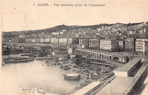 A974 Algerien Algier Vue Generale prise de l'Amiraute Boote Vintage Postkarte