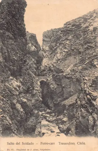 A985 Chile Salto del Soldado Ferro-carr Trasandino Brücke Vintage Postkarte