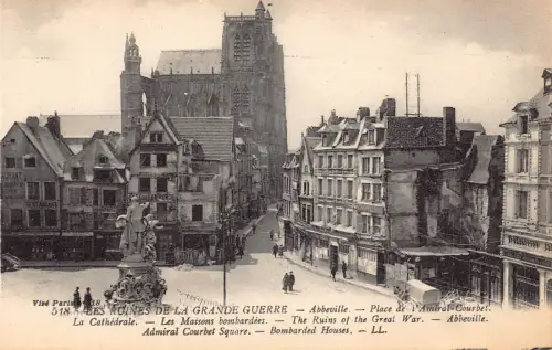 C051 Frankreich Abbeville Die Ruinen des Ersten Weltkriegs WWI Vintage Postkarte