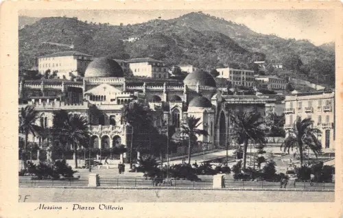 A976 Italien Messina Piazza Vittoria Platz Vintage Postkarte