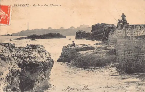 C069 Frankreich Biarritz Rochers des Pecheurs 1909 alte Postkarte