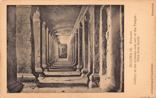 A974 Indien Ellora Kailasa Galerie im äußersten Osten Tempel Süden Vintage Postkarte
