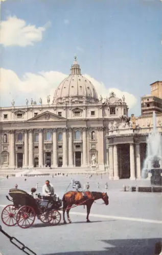 A985 Italien Rom Roma Vatikan Kirche St. Peter Pferdekutsche Postkarte