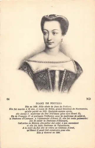A984 Königliche Königin von Frankreich Portrait Diane de Poitiers Postkarte
