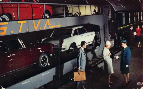 C062 Frankreich Auto Schlafwagen Express RPPC Oldtimer Postkarte