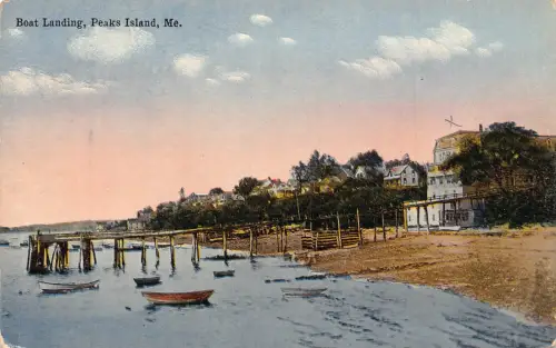 A962 US Me Peaks Island Boat Landing Vintage Postkarte