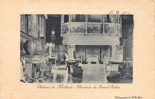C064 Frankreich Chateau de Meillant Cheminee du Grand Salon 1909 Vintage Postkarte