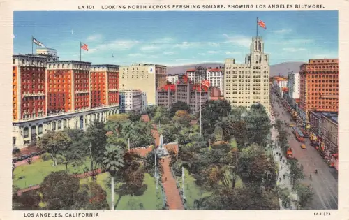 A971 USA Blick nach Norden über Pershing Square Los Angeles Biltmore Postkarte