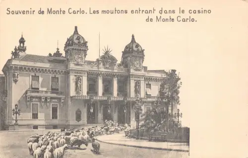 A975 Monaco Souvenir de Monte Carlo Moutons Eintritt La Casino Schaf Postkarte