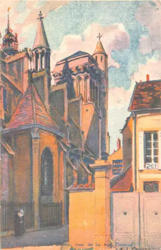 A973 Frankreich Dijon Notre Dame vue de Rue Babeuf Vintage Postkarte