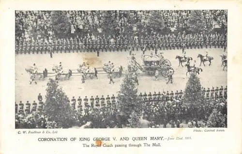 A983 Royalty Coronation of King George V Queen Mary 1911 Pass Mall Postkarte