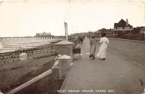 A948 England 1914 West Marine Parade Herne Bay Vintage Postkarte
